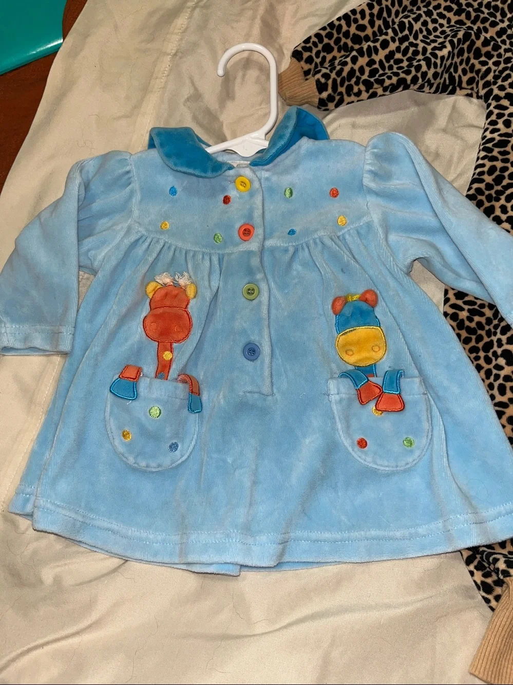 VINTAGE Le Top lot of 2 baby velour one piece and dress